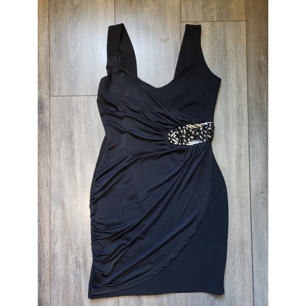Mandee Ruched Jeweled Embellishment Cocktail Dress